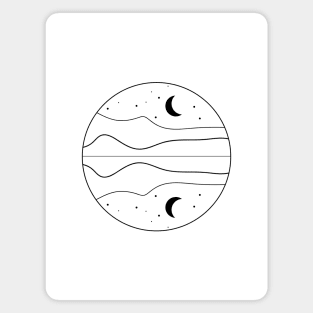 Minimal reflection of a night sky with moon and stars Magnet